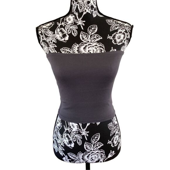 Divided Ribbed Tube Top Strapless Crop Top Summer Loungewear - Picture 1 of 8